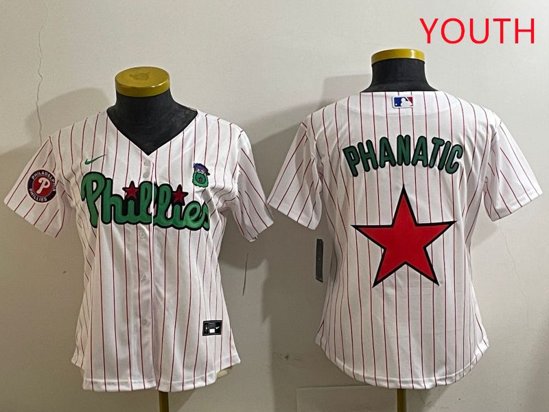 Youth Philadelphia Phillies Blank White Stripe Second generation joint name 2025 Nike MLB Jersey style 11->youth mlb jersey->Youth Jersey